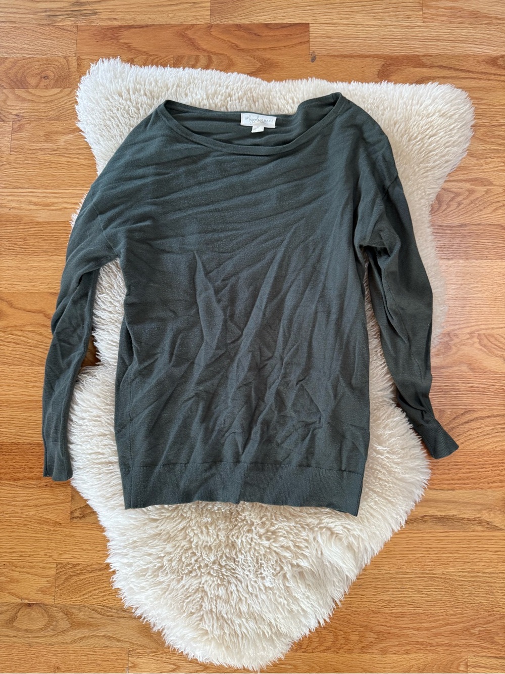 Magnolia Olive Green Lightweight Boatneck Sweater